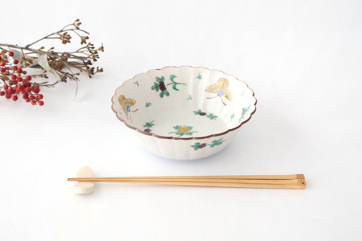 平底五寸鉢｜蝶文｜磁器｜九谷美陶園｜九谷焼｜和食器通販｜うち