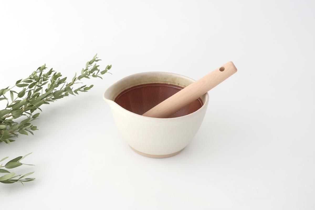 もとしげすり鉢｜中｜白マット｜陶器｜もとしげ｜石見焼｜和食器