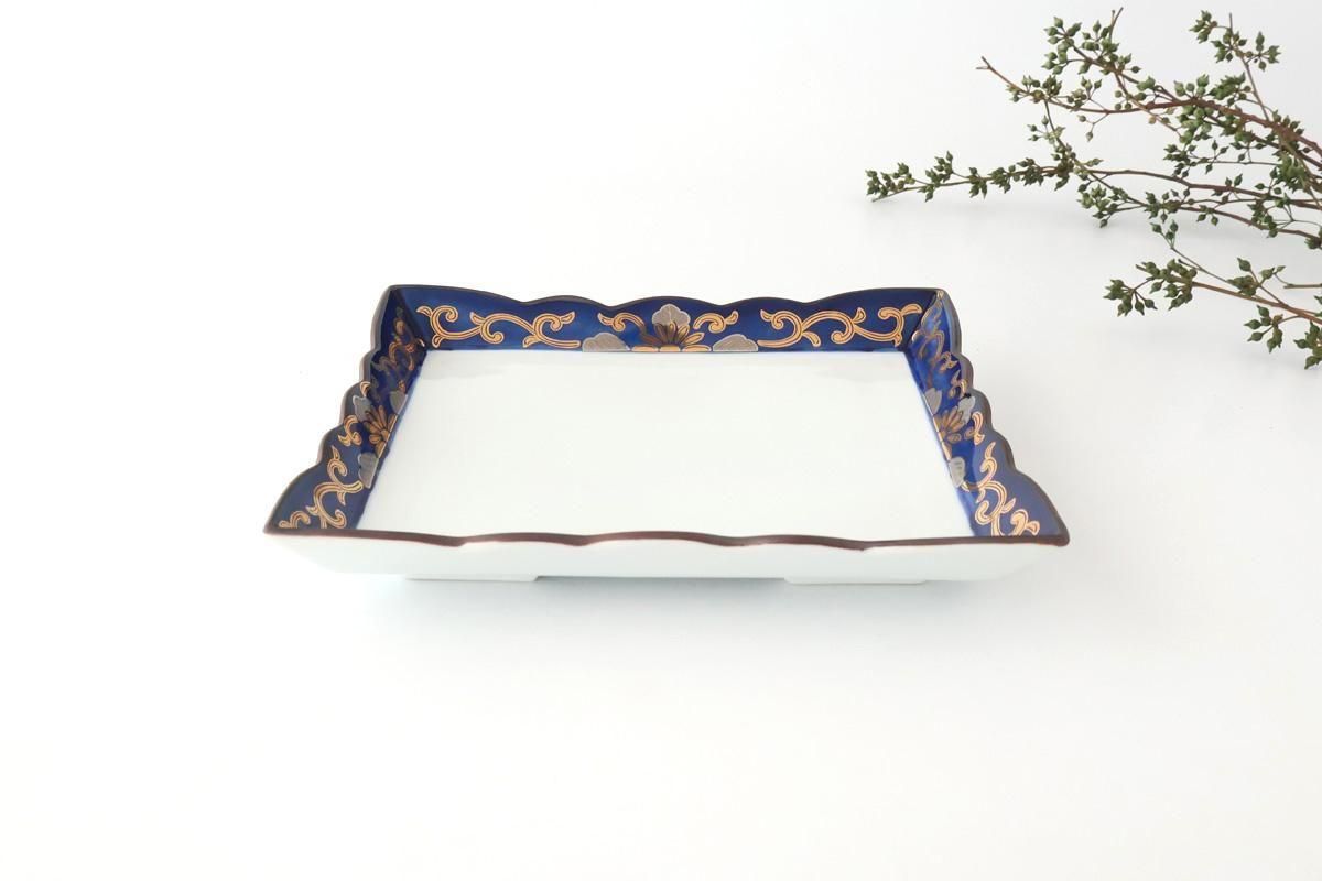 金継ぎ済み 染付 小皿 角皿 伊万里 有田焼 Kintsugi 金継 古伊万里な