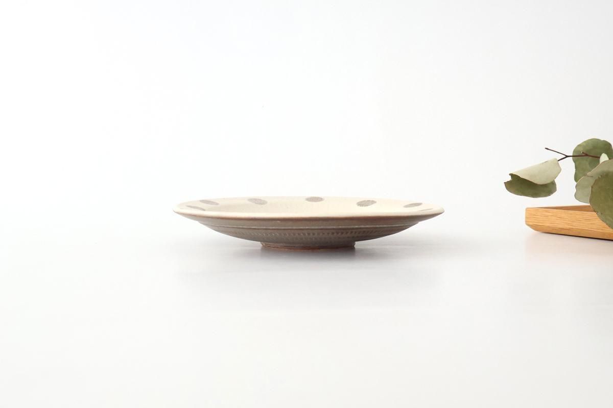 リム皿｜16.5cm｜水玉マット｜陶器｜翁明窯元｜小石原焼｜和食器