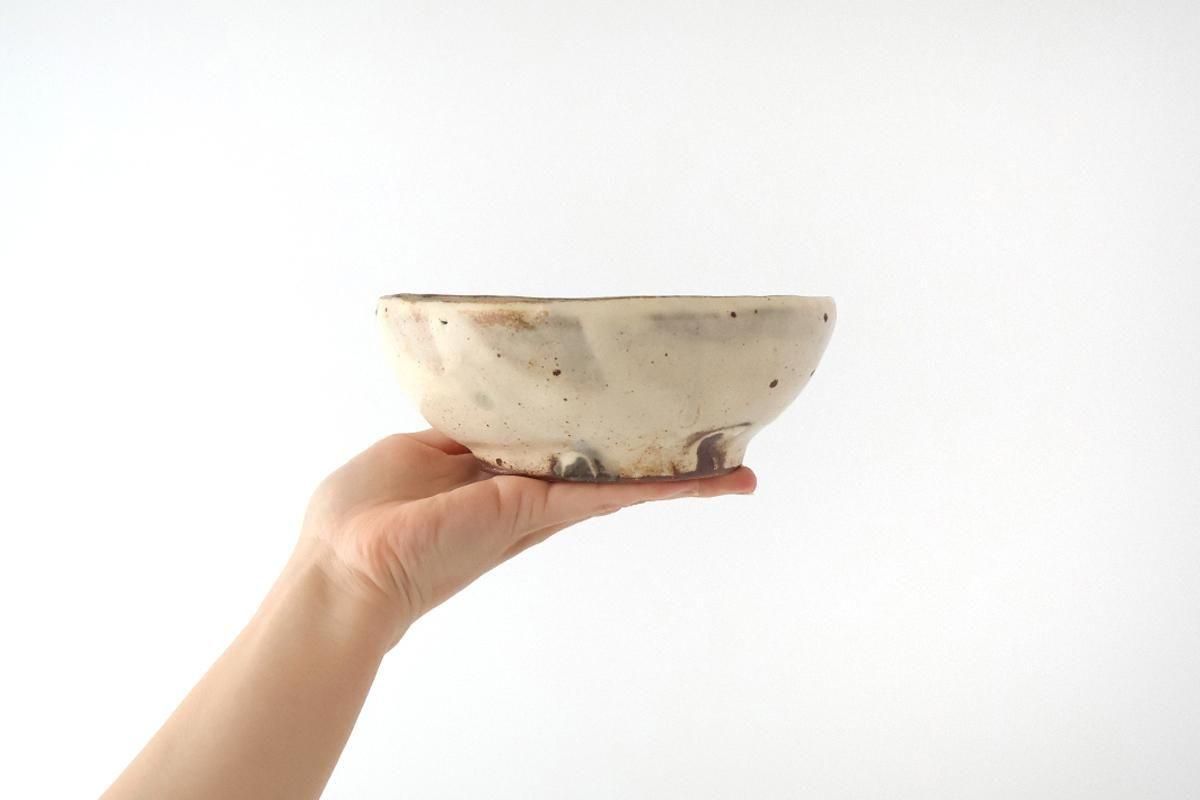 粉引｜楕円足付鉢｜黄｜陶器｜陶工房しゅうと｜和食器通販｜うち