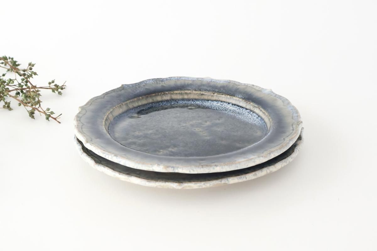 【村澤亨】益子　花瓶、壺　個展購入　新品 稜花大皿｜青灰釉｜陶器｜村澤陶苑 村澤享｜益子焼｜和食器通販