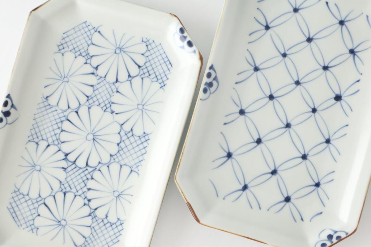 2点セット】｜【ペアセット】｜八角焼皿｜七宝｜菊紋｜うちるセレクト