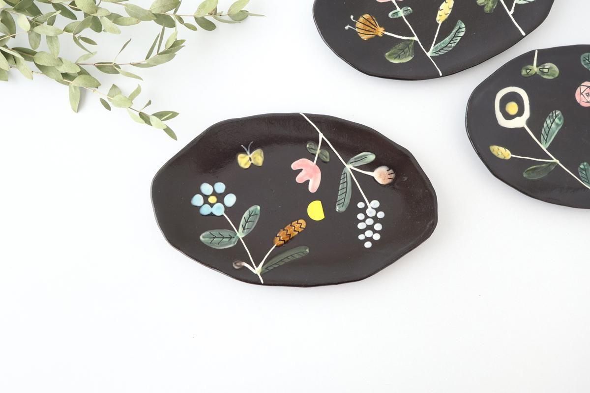 だ円皿｜お花｜陶器｜川口ちえ｜和食器通販｜うちる｜和食器の皿、鉢