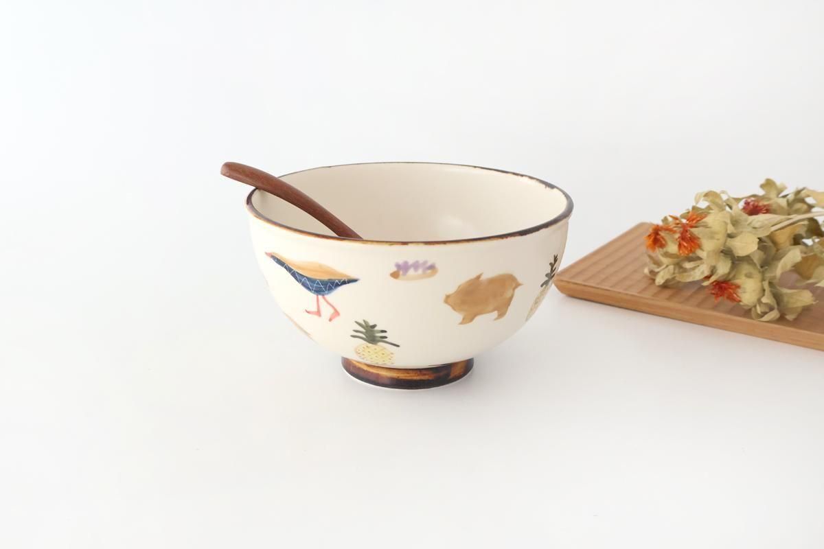 赤ヤンバルクイナ やちむん　どんぶり　丼　器　ボウル　沖縄そば　足跡　伝統工芸品 赤ヤンバルクイナ やちむん どんぶり 丼 器 ボウル 沖縄そば