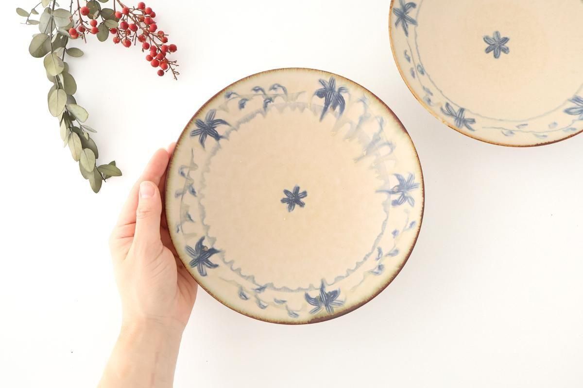 安南白磁 日高伸治 白磁刻花皿7寸 Φ21cm