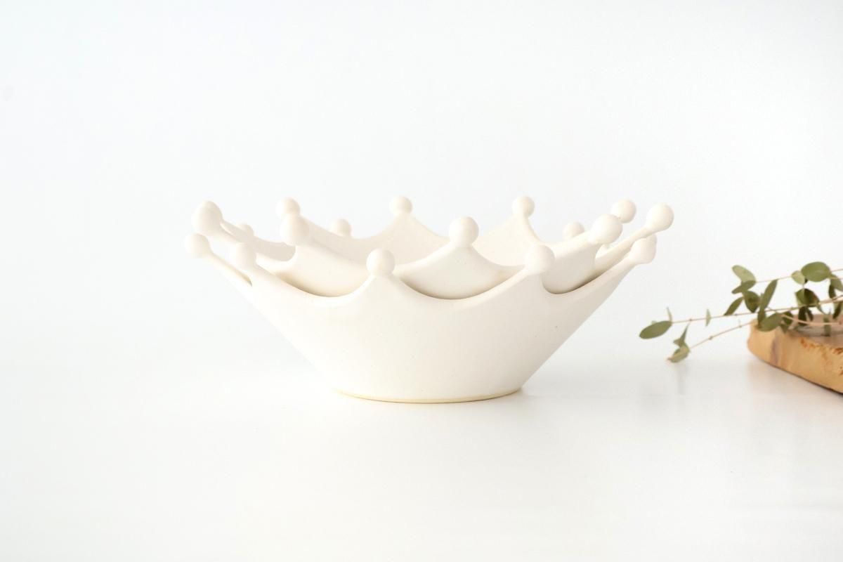 ミルククラウン鉢｜M｜ホワイト｜陶器｜アトリエ野恵｜和食器通販