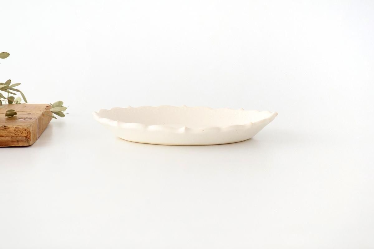 ロココオーバル皿｜ホワイト｜陶器｜アトリエ野恵｜和食器通販｜うちる