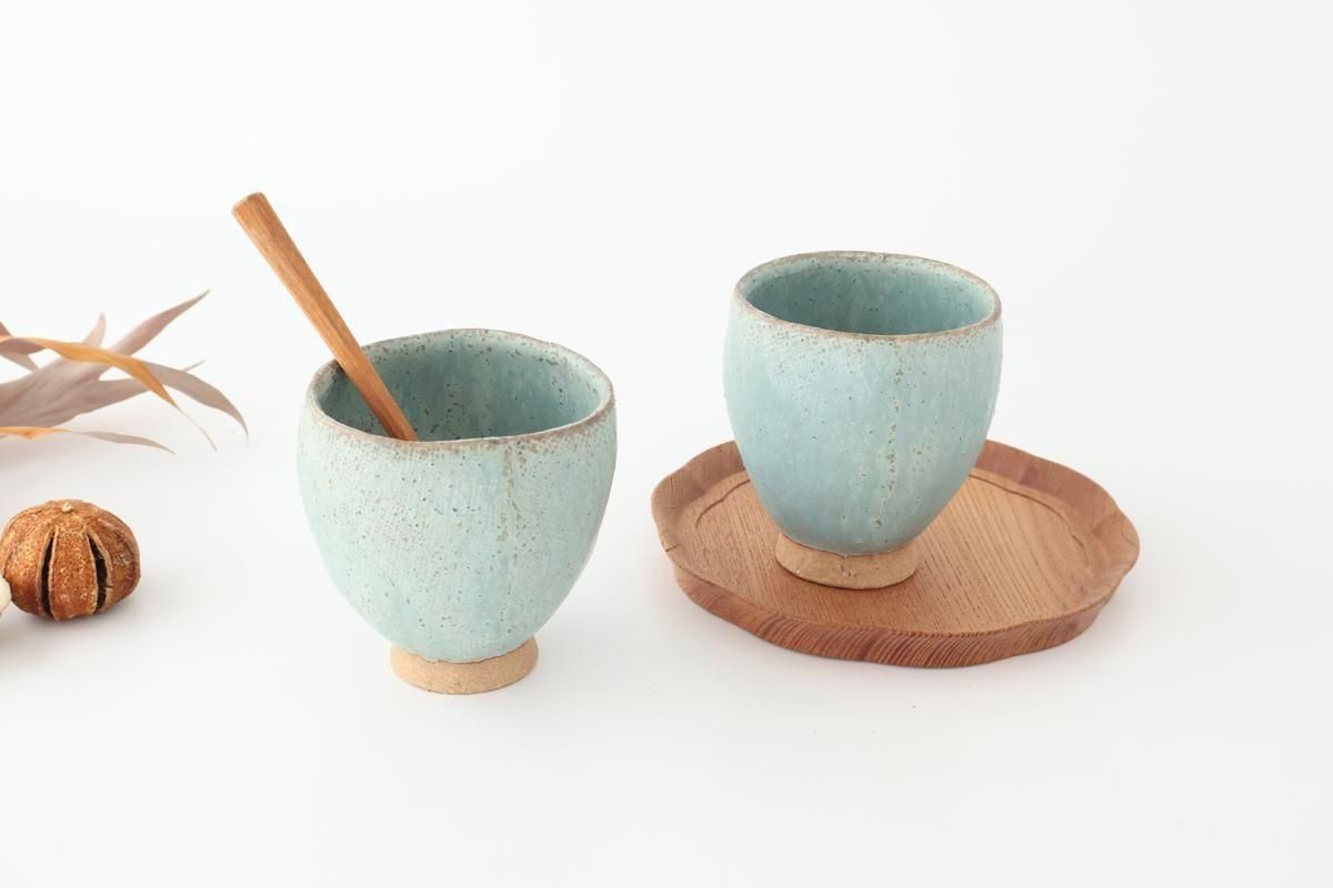 荒船清十郎 スタッカブルカップ 4個セット 方位磁石付 波佐見焼】マグカップ ラウンド型 グラデーション ライトブルー ペア