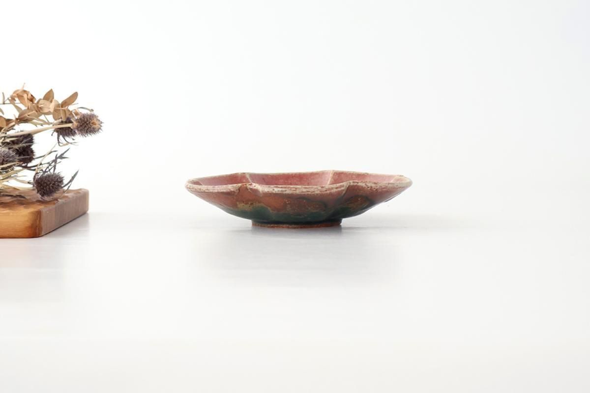 紅釉菊口皿 紅彩｜花皿｜13cm｜陶器｜亀井紀子｜和食器通販｜うちる｜和食器