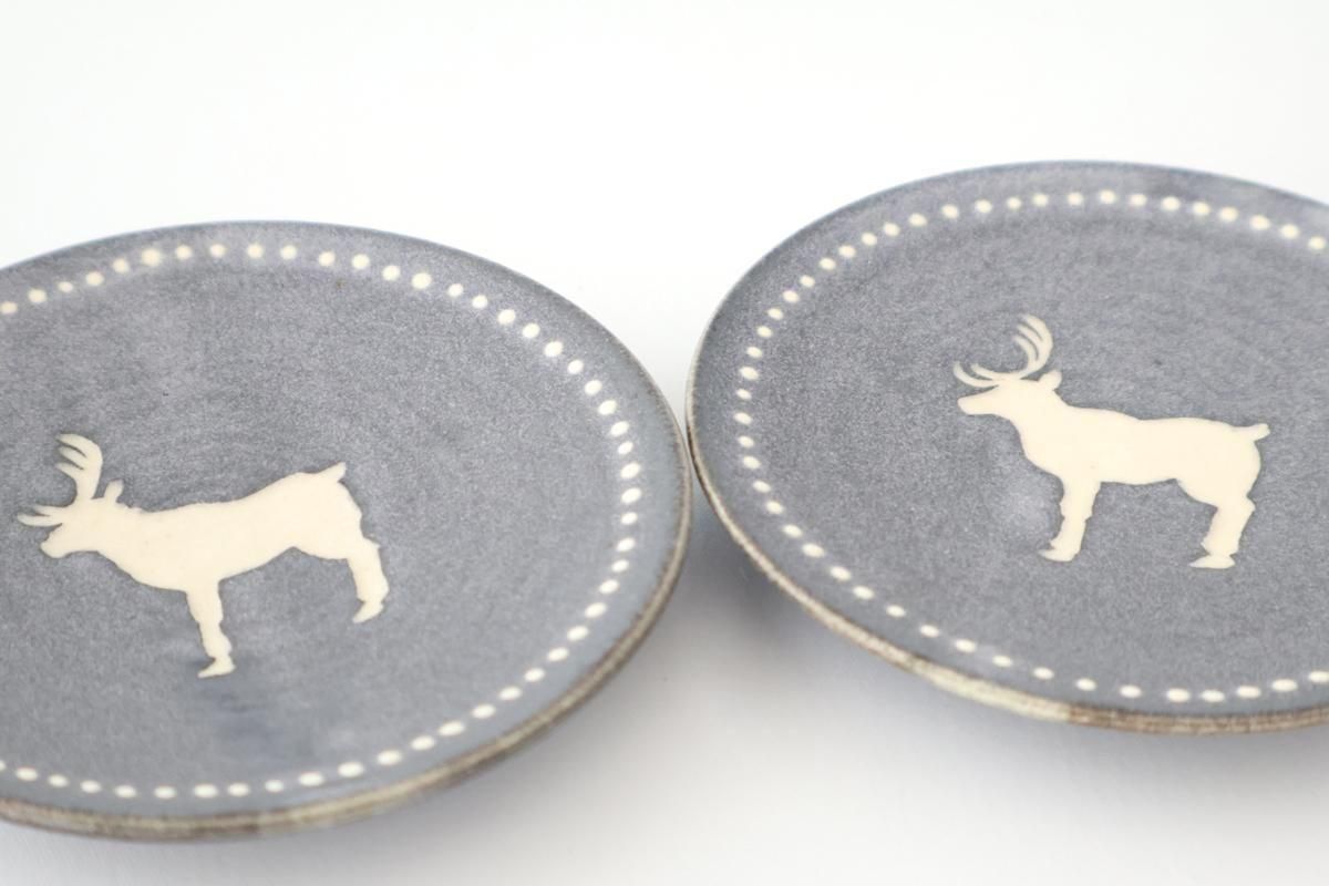 青紺豆皿｜トナカイ｜陶器｜文山香菜江｜和食器通販｜うちる｜和食器の