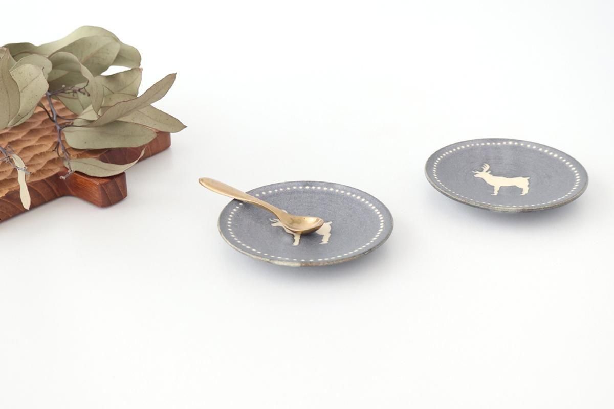 青紺豆皿｜トナカイ｜陶器｜文山香菜江｜和食器通販｜うちる｜和食器の