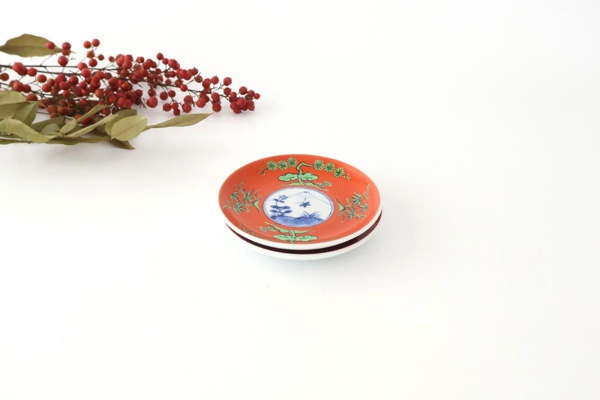 丸皿｜染錦松竹梅富士山図｜磁器｜有田焼｜和食器通販｜うちる｜和食器