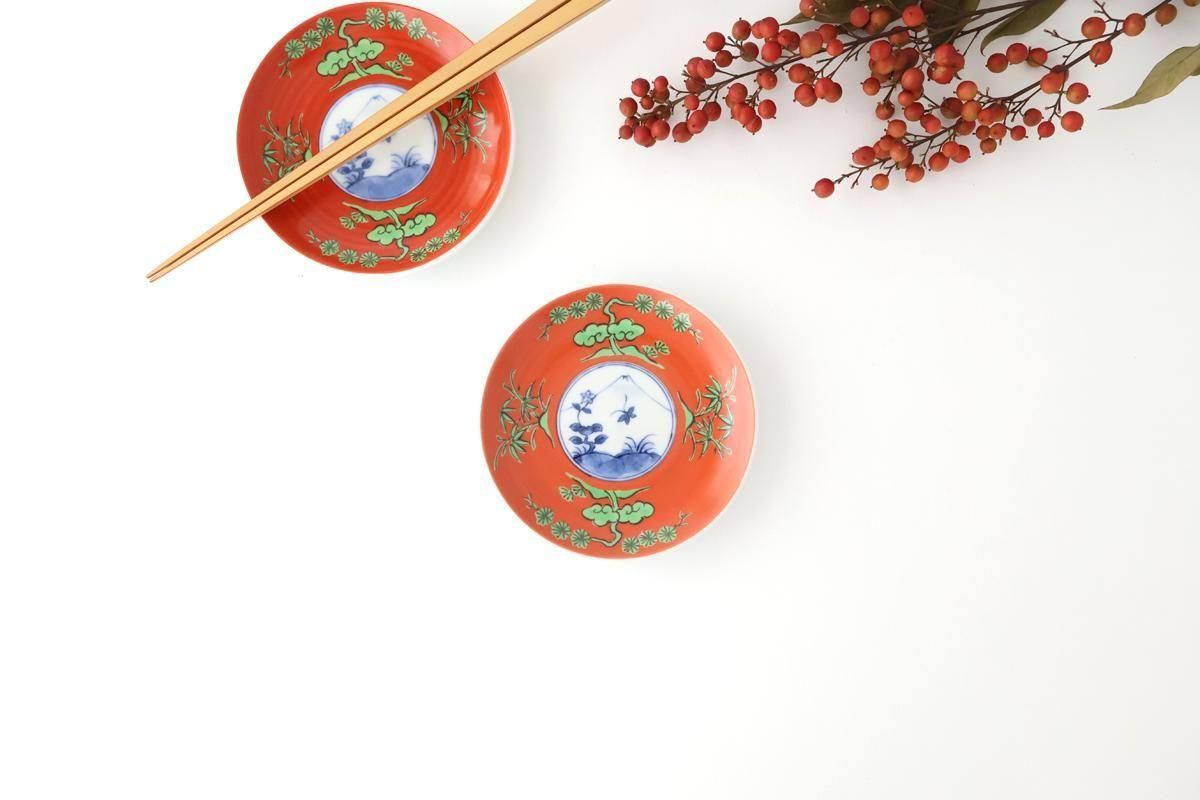 丸皿｜染錦松竹梅富士山図｜磁器｜有田焼｜和食器通販｜うちる｜和食器