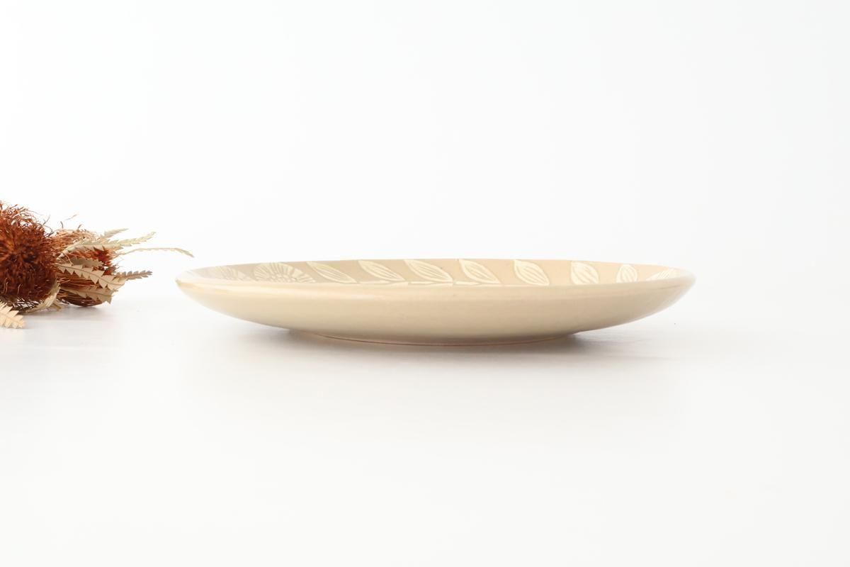 7寸皿｜ベージュ｜陶器｜松崎麗｜益子焼｜和食器通販｜うちる｜和食器