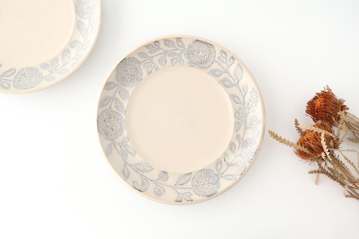 7寸皿｜グレー｜陶器｜松崎麗｜益子焼｜和食器通販｜うちる｜和食器の