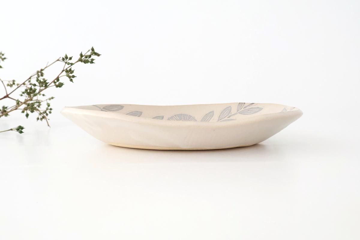 楕円皿｜グレー｜陶器｜松崎麗｜益子焼｜和食器通販｜うちる｜和食器の