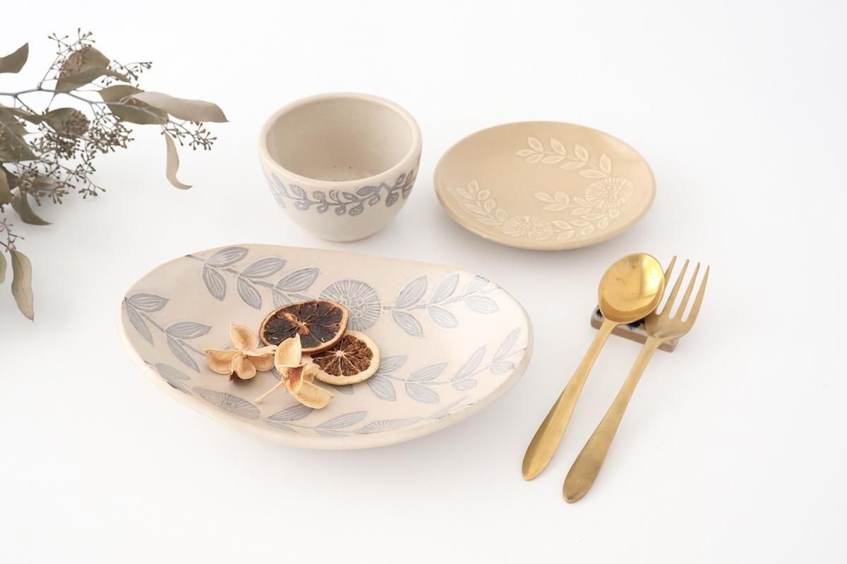 楕円皿｜グレー｜陶器｜松崎麗｜益子焼｜和食器通販｜うちる｜和食器の