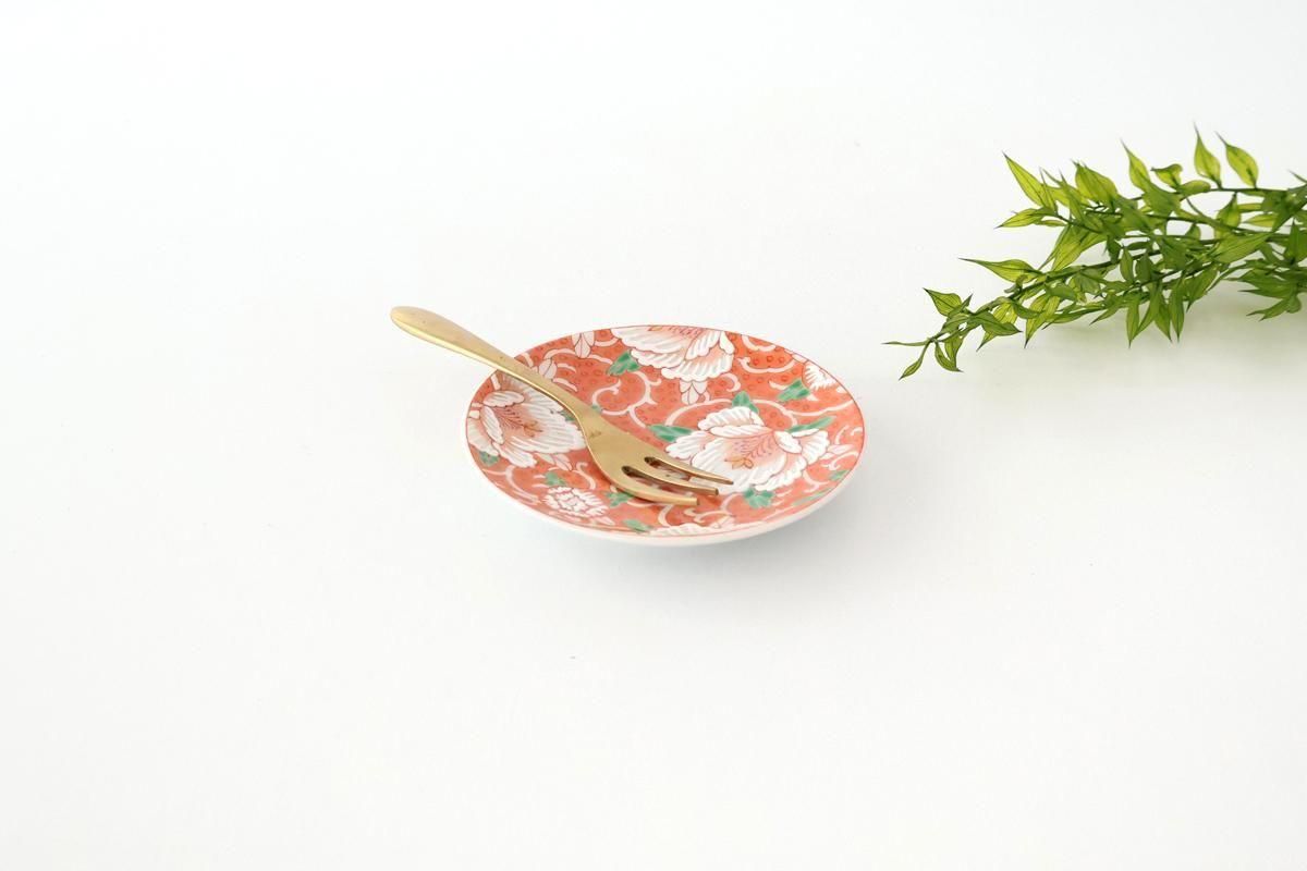 九谷アート小皿｜赤絵万葉花｜磁器｜Kutani Art｜九谷焼｜和食器通販
