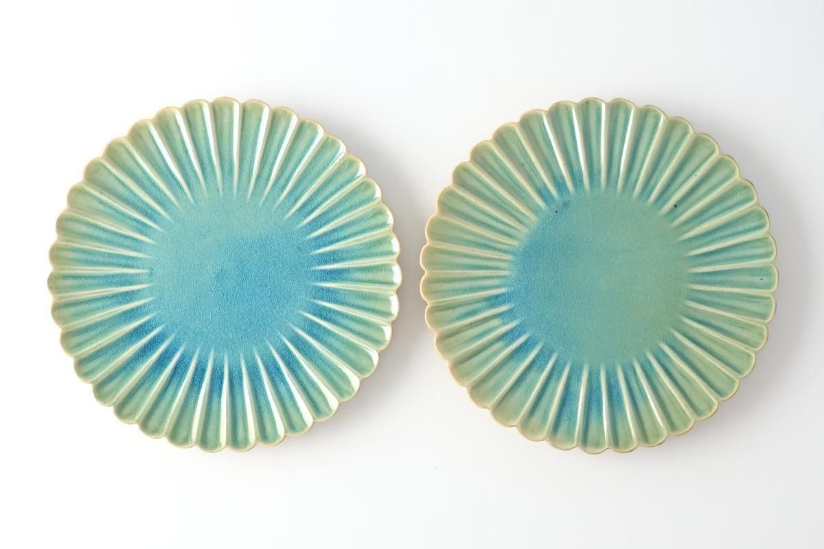 緑ガラス釉｜7寸輪花皿｜陶器｜松尾直樹｜和食器通販｜うちる｜和食器