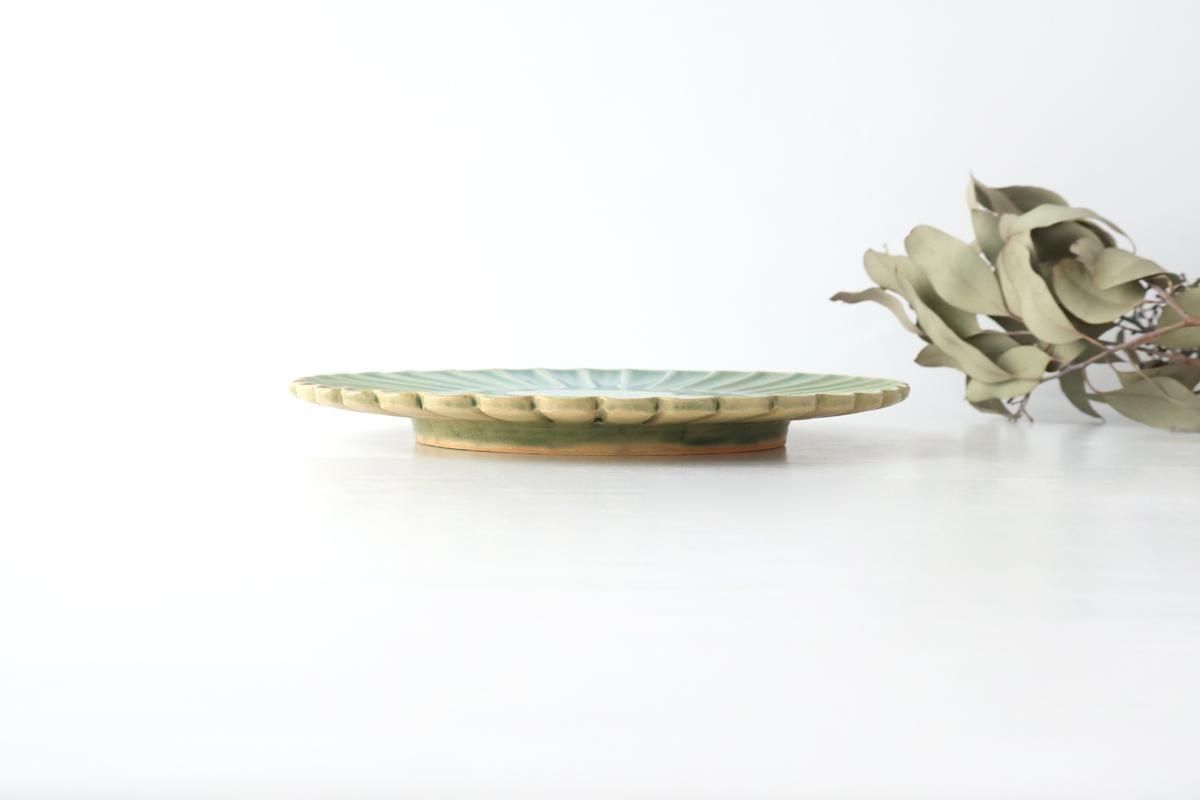 緑ガラス釉｜7寸輪花皿｜陶器｜松尾直樹｜和食器通販｜うちる｜和食器