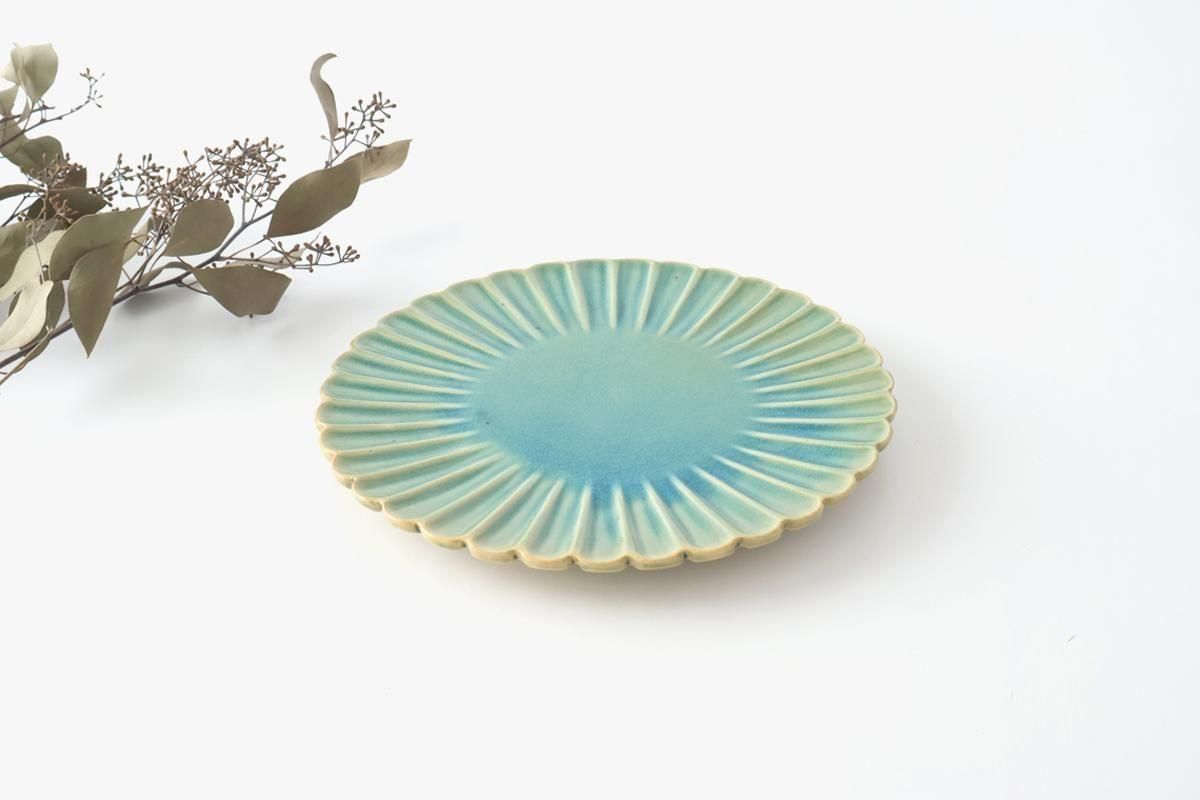 緑ガラス釉｜7寸輪花皿｜陶器｜松尾直樹｜和食器通販｜うちる｜和食器