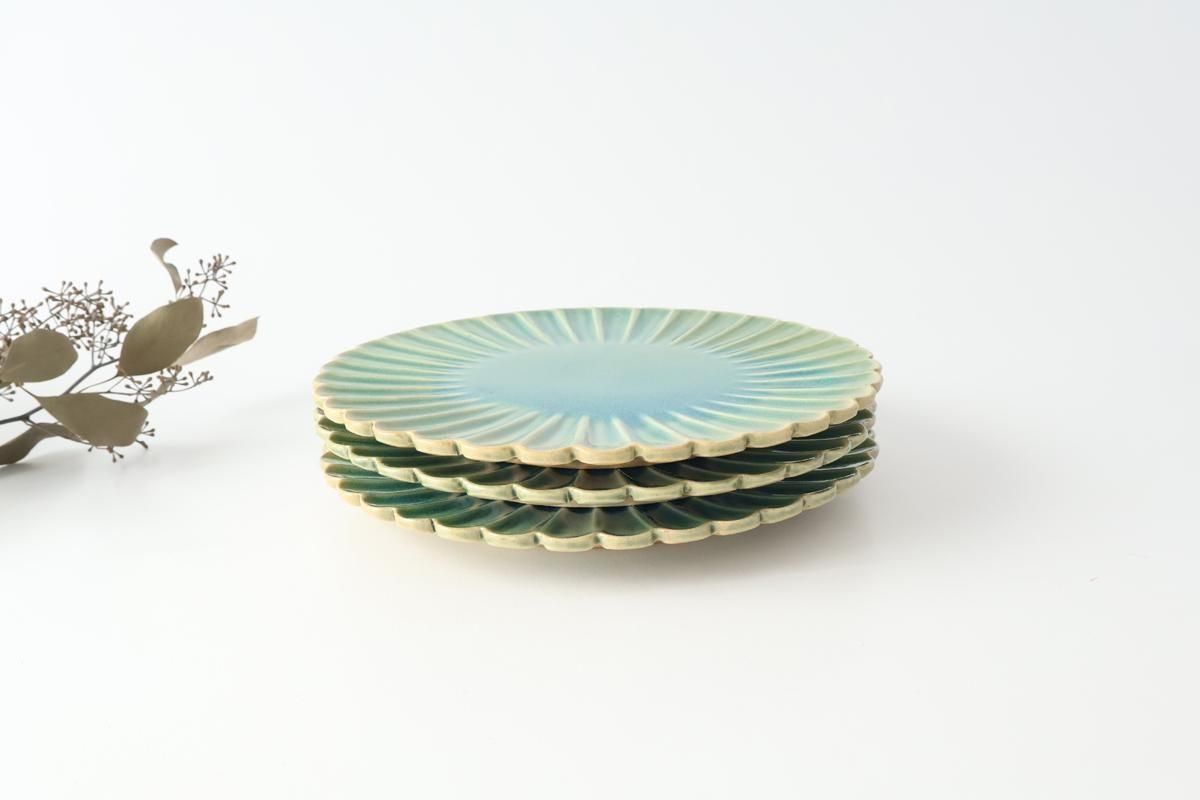 緑ガラス釉｜7寸輪花皿｜陶器｜松尾直樹｜和食器通販｜うちる｜和食器