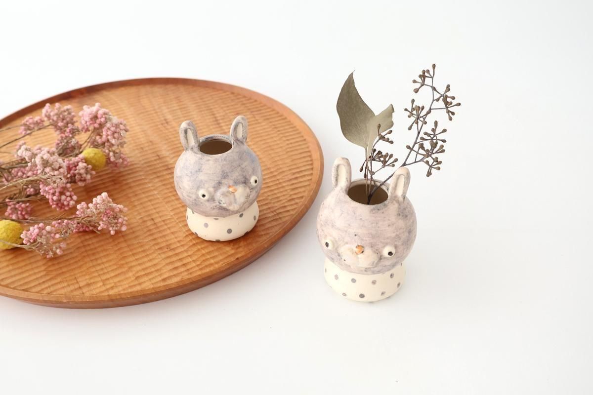 花入れ｜mini｜うさぎ｜陶器｜ひつじのてしごと 前田祥子｜信楽焼｜和