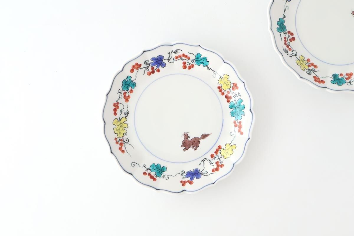 ぶどうにリス｜7寸皿｜磁器｜宮本泰山堂｜九谷焼｜和食器通販｜うちる