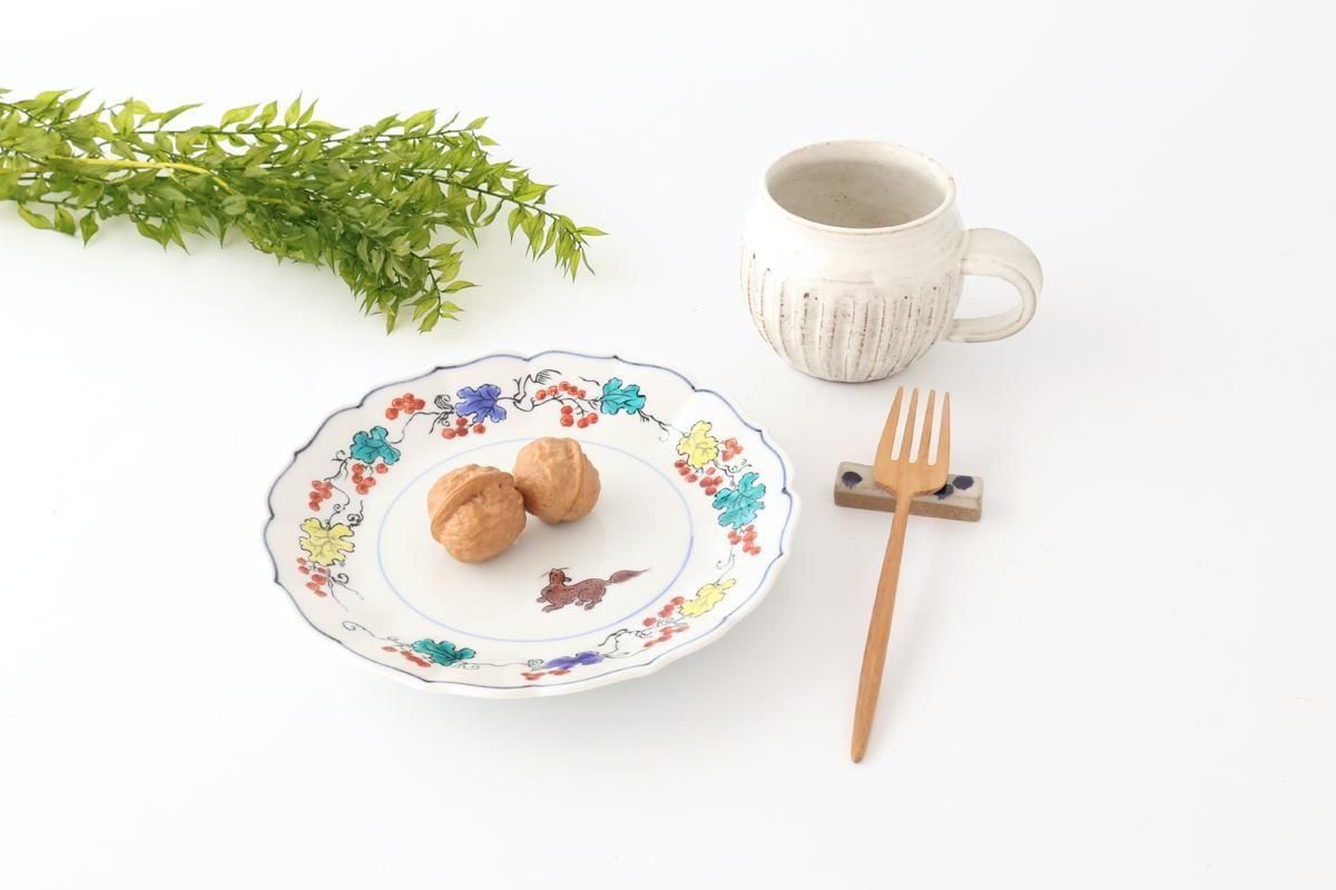 ぶどうにリス｜7寸皿｜磁器｜宮本泰山堂｜九谷焼｜和食器通販｜うちる