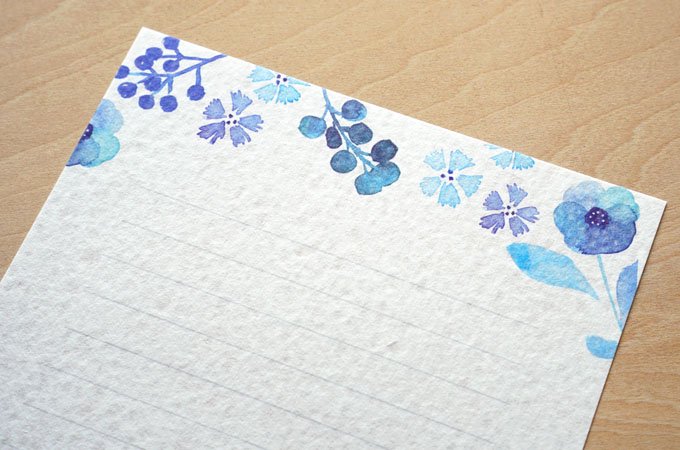 和紙便箋-青い花