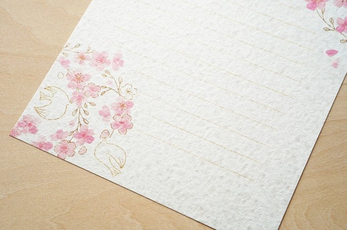 和紙便箋-桜と小鳥