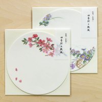 お菓子・料理の 丸い敷紙　桜と秋草