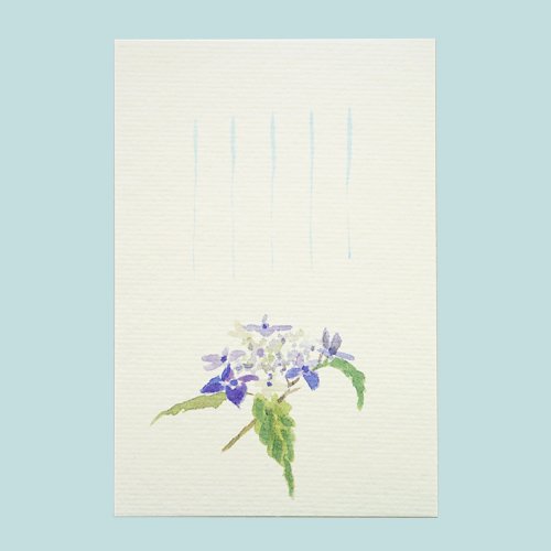 季節の絵葉書 初夏の花 山あじさい 和紙のはがき 木乃香