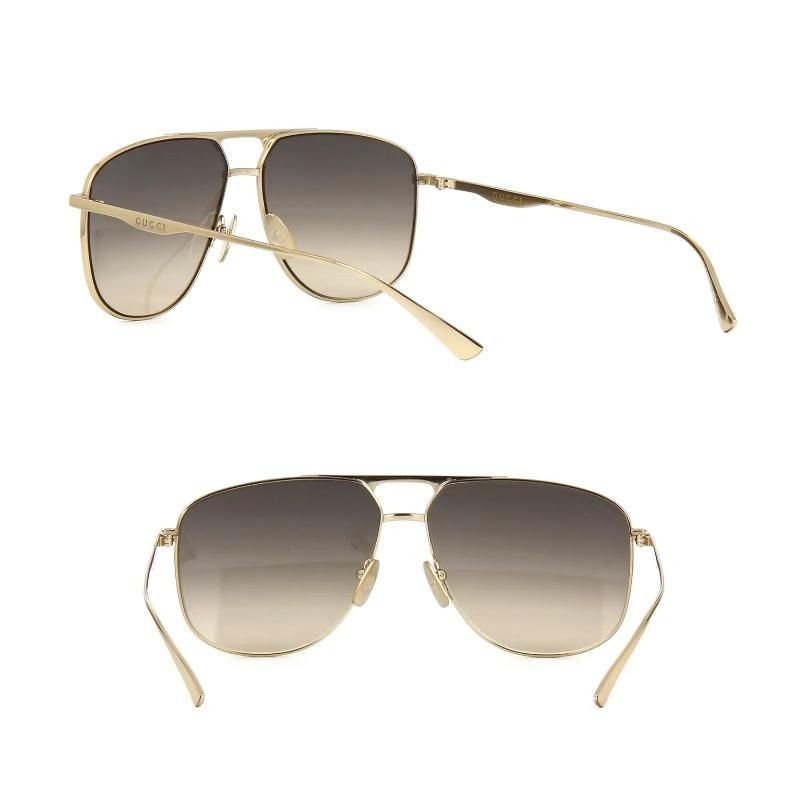 BRAND NEW GUCCI GG0336S 001 GOLD METAL/LT BROWN AUTHENTIC