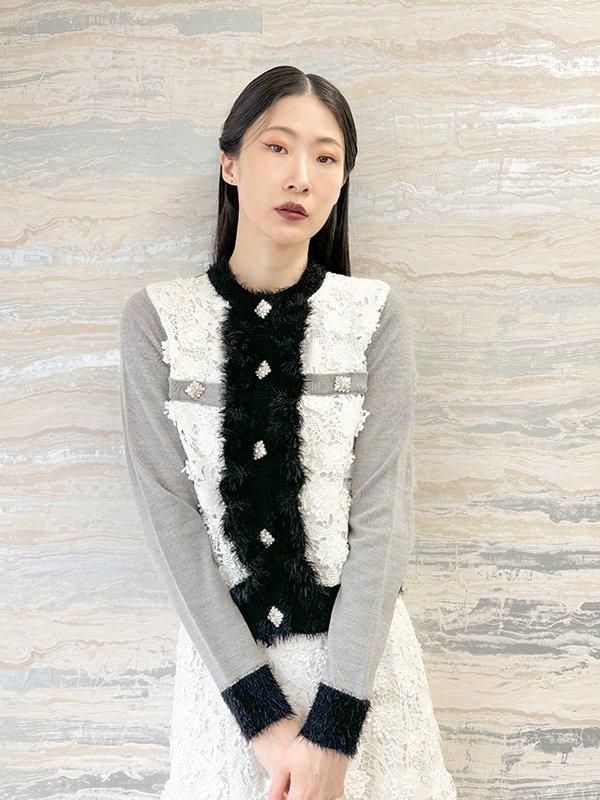 Adonisis アドニシス センターフリル レース カーディガン アドニシス レースカーディガン Adonisis アドニシス センターフリル