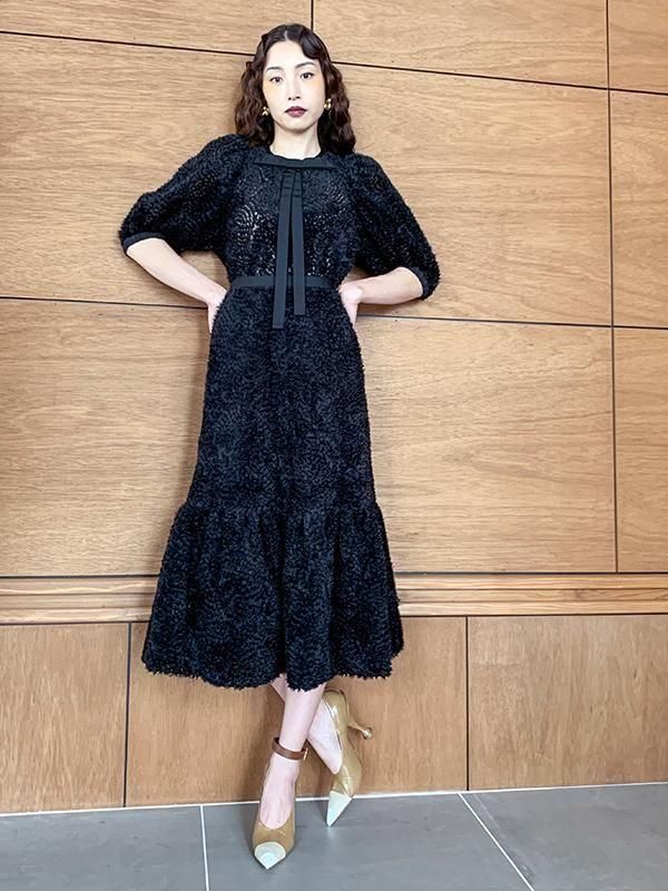 アドニシス　モノトーンジャギースカート モノトーンパイルジャガードフレアミニスカート|allureville