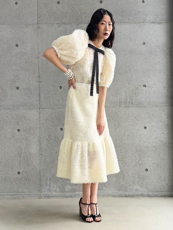 Adonisis】S25308_シャギー×チュールパフリボンTOP