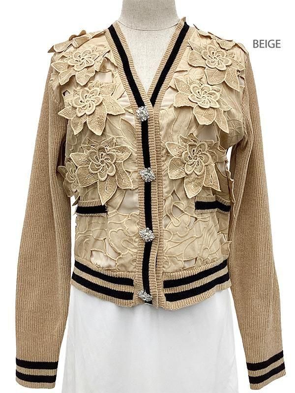 Adonisis】250313_フラワーモチーフレース＆モールニット