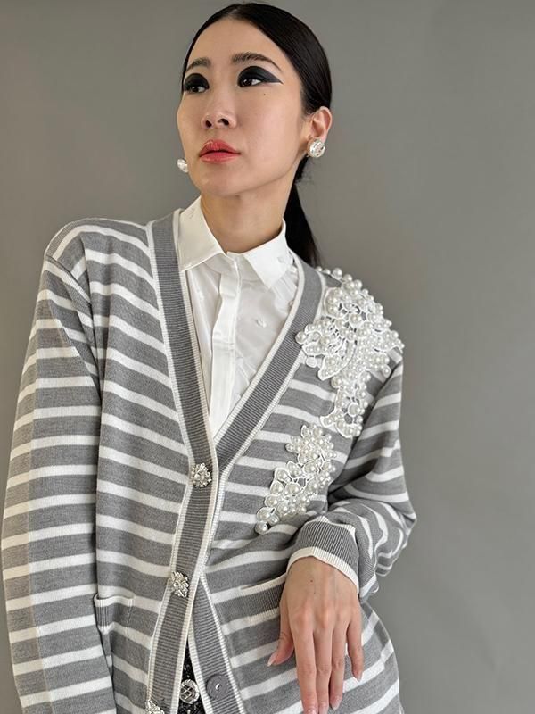 【新品未使用タグ付き】アドニシス　3Ｄポルカドットロングボウタイブラウス Adonisis】S25407_3Dポルカドットロングボウタイブラウス