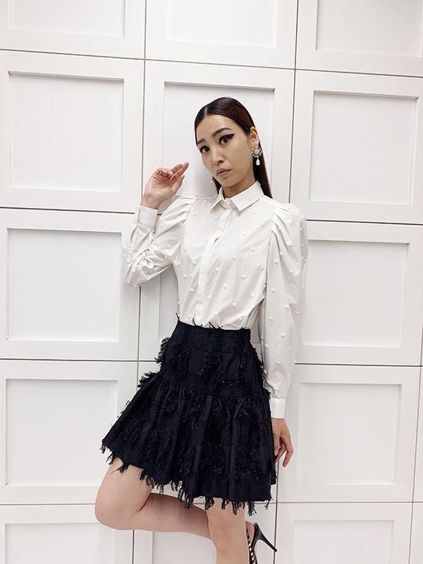 【新品未使用タグ付き】アドニシス　3Ｄポルカドットロングボウタイブラウス Adonisis】S25407_3Dポルカドットロングボウタイブラウス