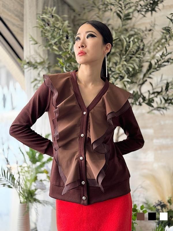 アドニシス　ニット　セットアップ 低身長企画】バイカラーニットセットアップ / ANY SIS S