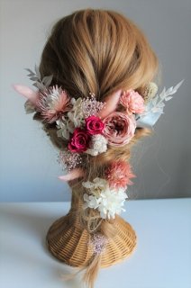 プリザーブドフラワー髪飾り/ピンク