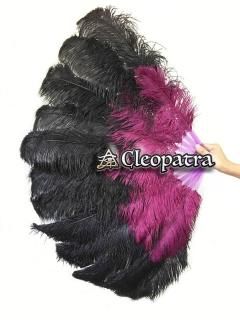 ブラックとパープルのミックスオーストリッチフェザーファン76cm×137cmグッズ 15