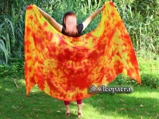 ベリーダンス■高級シルクベールステージグッズ炎カラーsilk veil激安通販 15