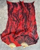 シルクファンベールベリーダンス扇子道具red+blackグッズ激安ストア