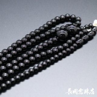 双輪念珠の材料　黒オニキス　八寸振分