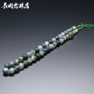 単念珠の材料　青苔メノウ　7mm