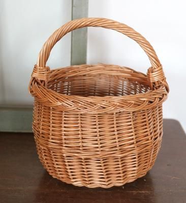 ヨーロッパ ヴィンテージ 蚤の市 アラログ ワンハンドルバスケット 籐