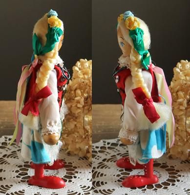 ポーランド ツェペリア人形 女の子 赤いベスト - ヨーロッパの古いもの